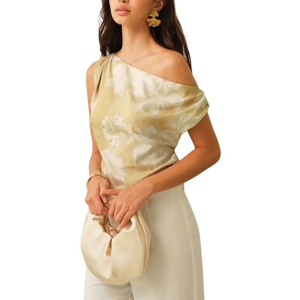 Commense One-Shoulder Floral-Patterned Top L NWT - Picture 1 of 8
